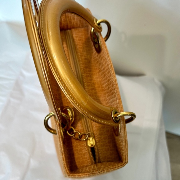 LADY DIOR BAG AUTHENTIC Unique Color Suede Satchel Gold Hardware Patent Leather - Picture 8 of 16